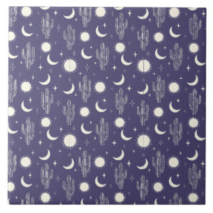 Azulejo Patrón de cactus blancos