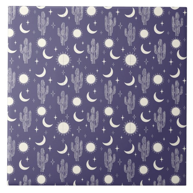 Azulejo Patrón de cactus blancos (Frente)