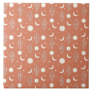 Azulejo Patrón de cactus blancos