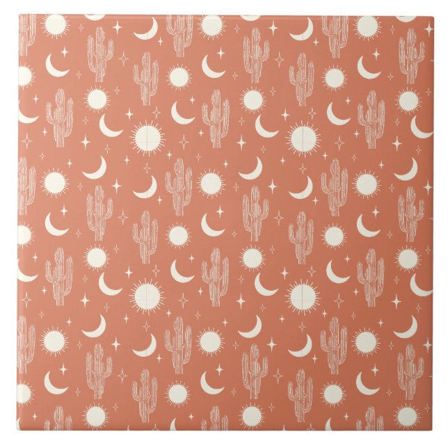 Azulejo Patrón de cactus blancos (Frente)