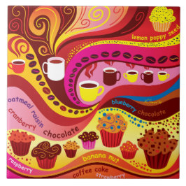 Azulejo Patrón de café y muffins