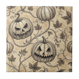 Azulejo Patrón de calabaza vintage de Halloween