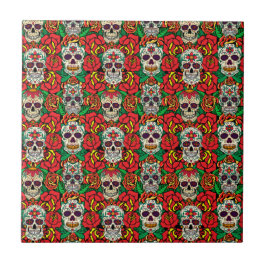Azulejo Patrón de calaveras florales