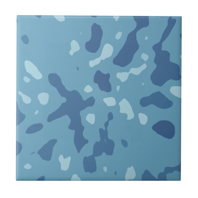 Azulejo Patrón de camuflaje abstracto azul pastel (Frente)