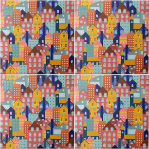 Azulejo Patrón de casas de ciudad de manzana de barrio