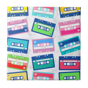 Azulejo Patrón de cassette de cinta de audio retro vintage