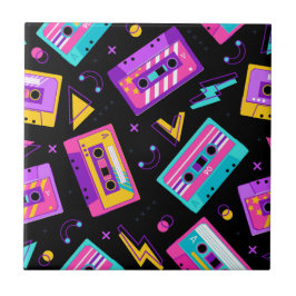 Azulejo Patrón de cassette retro de moda de los años 80