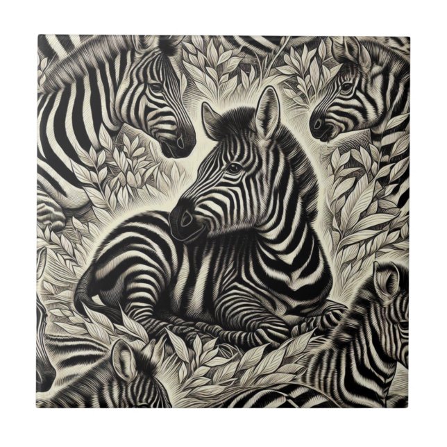 Azulejo Patrón de cebra de época (Frente)