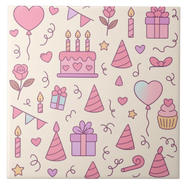 Azulejo Patrón de Celebración de Fiesta de Princesa Dulce (Frente)