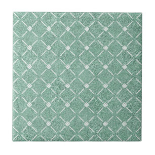 Azulejo Patrón de celosía aterciopelado en verde menta