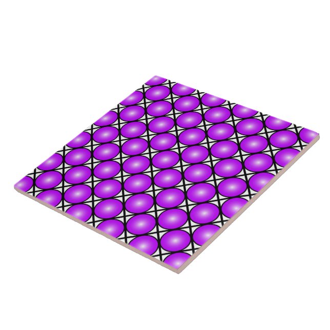 Azulejo Patrón de celosía blanco negro puntos rosa magenta (Lado)