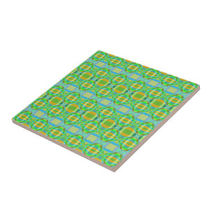 Azulejo Patrón de celosía cremoso azul verde naranja púrpu