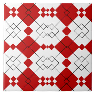 Azulejo Patrón de celosía de diamante rojo en negrita