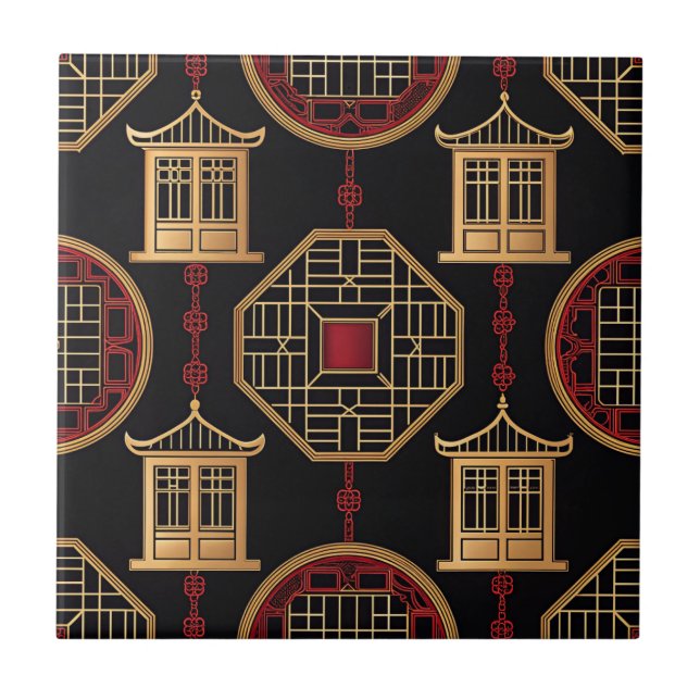 Azulejo Patrón de celosía del pabellón chino (Frente)