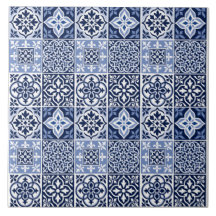 Azulejo Patrón de Cerámica Azul Portuguesa