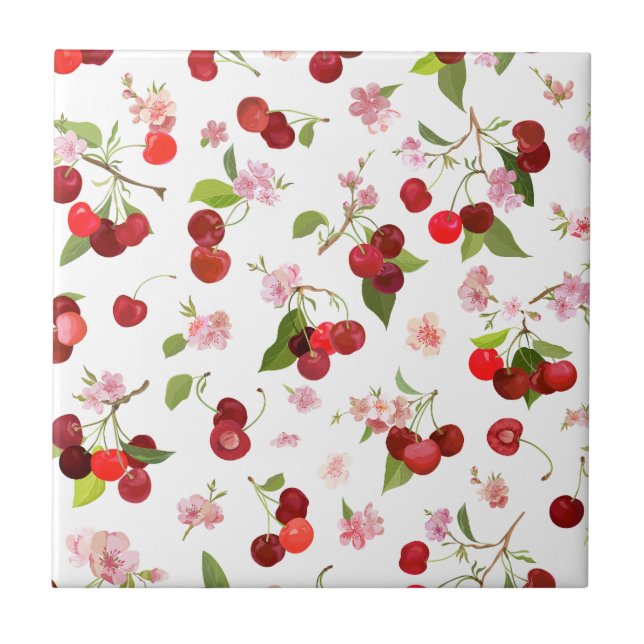 Azulejo Patrón de cerezas 1 (Frente)