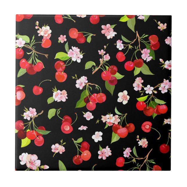 Azulejo Patrón de cerezas 2 (Frente)
