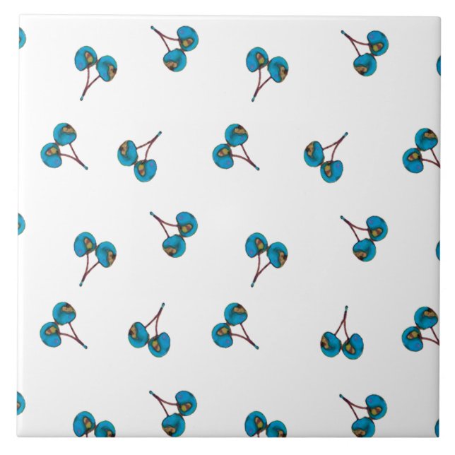 Azulejo Patrón de cerezas azules (Frente)