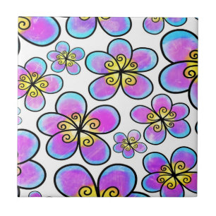Azulejo Patrón De Cerezas Y Flores Sin Marea