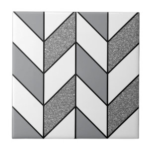 Azulejo Patrón de cheurón de herringbone de Purpurina gris