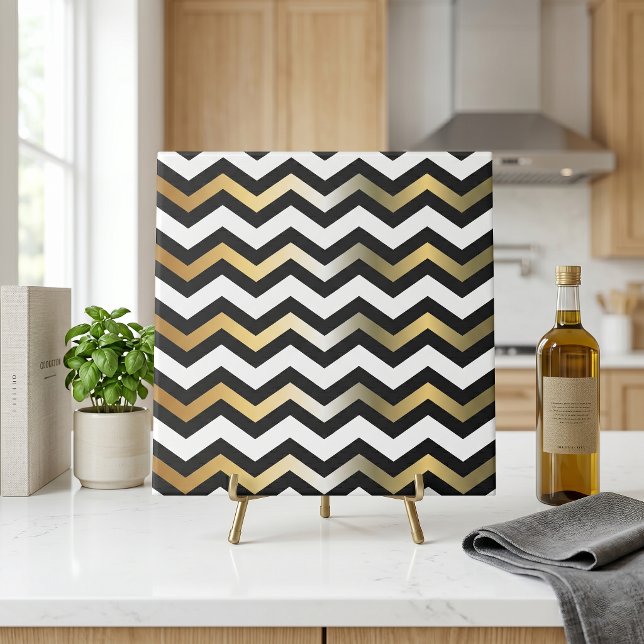 Azulejo Patrón de Chevron en Zigzag Moderno en Negro y Bla (Subido por el creador)