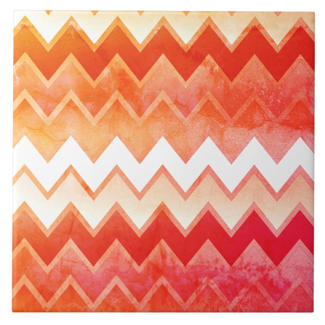 Azulejo Patrón de Chevron Naranja Gritty  (Frente)