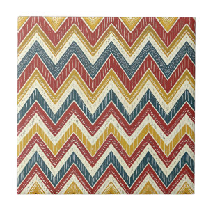 Azulejo Patrón de Chevron Zigzag Boho Chic Vibrante y Colo
