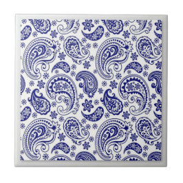 Azulejo Patrón de China azul y blanca con diseños paisleys