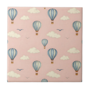 Azulejo Patrón de cielo con globo aerostático soñador