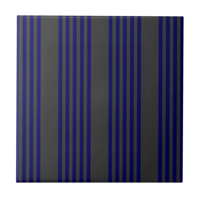 Azulejo Patrón de cinco rayas azul marino y carbón vegetal (Frente)