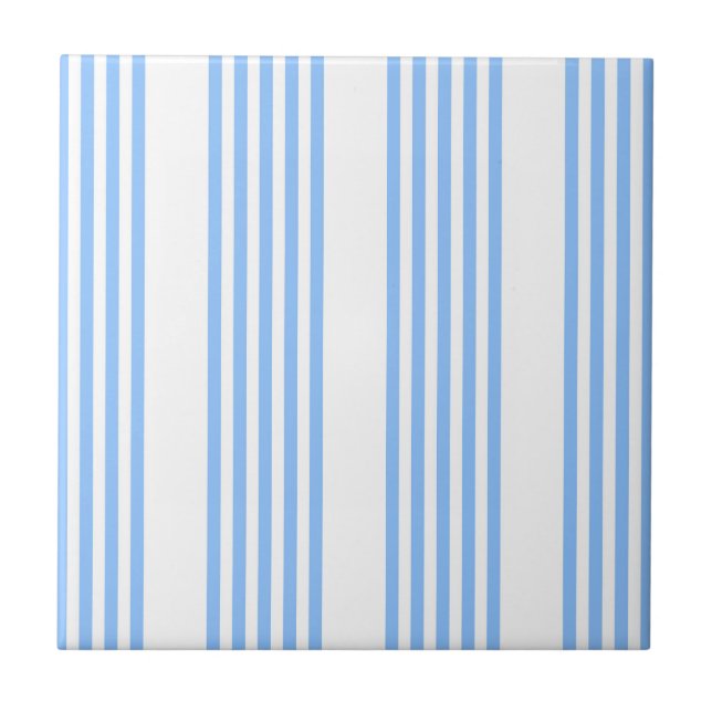 Azulejo Patrón de cinco rayas azul y blanco (Frente)
