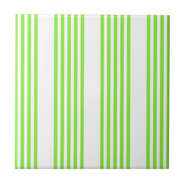 Azulejo Patrón de cinco rayas blanco y verde limón (Frente)