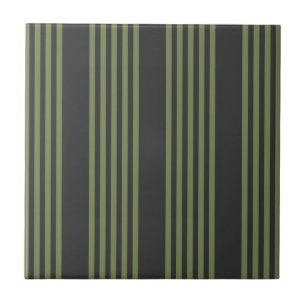Azulejo Patrón de cinco rayas de oliva verde y carbón vege