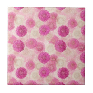 Azulejo Patrón de círculo de encaje floral abstracto rosa