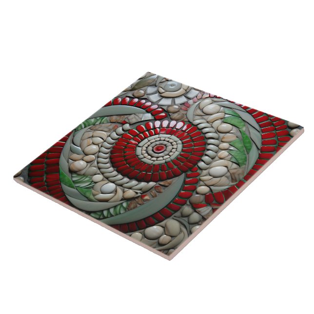 Azulejo Patrón de Círculo de Mármol Rojo navidades (Lado)