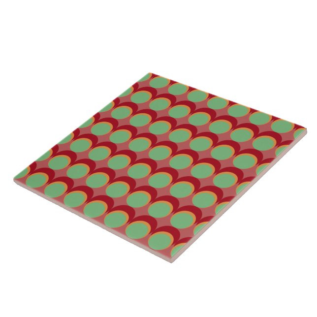 Azulejo Patrón de Círculo Hippy de la sandía Retro (Lado)