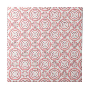 Azulejo Patrón de Círculos Geométricos Rosados y Blancos A