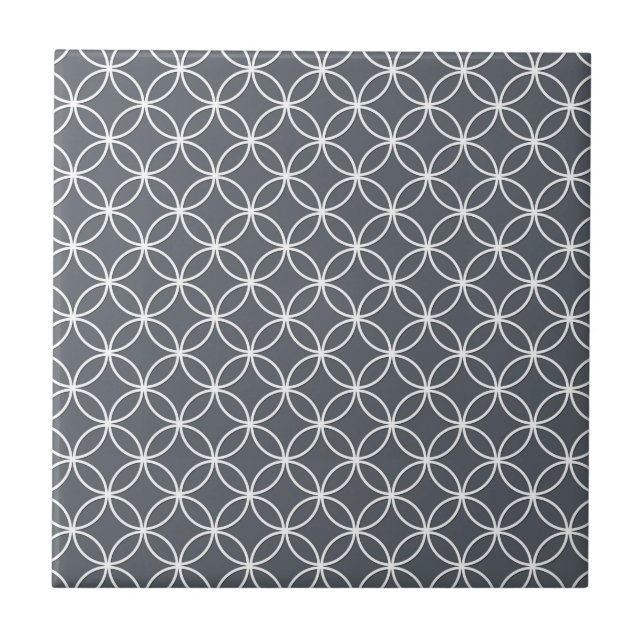 Azulejo Patrón de círculos grises y blancos de acero (Frente)