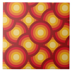 Azulejo Patrón de círculos retro groovy de los 70 