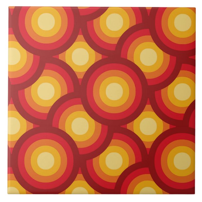 Azulejo Patrón de círculos retro groovy de los 70  (Frente)