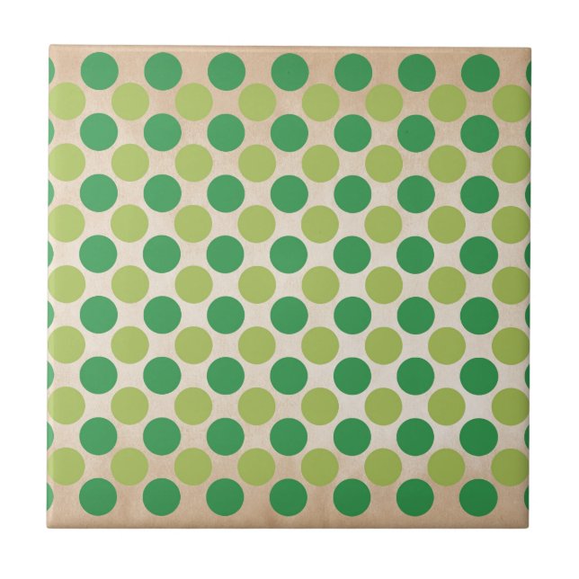 Azulejo Patrón de círculos retro vintage verde (Frente)