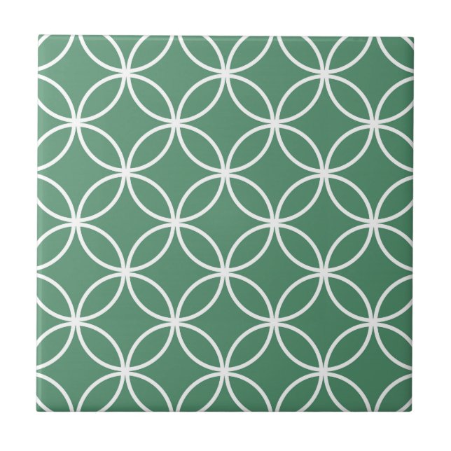 Azulejo Patrón de Círculos Superpuestos Verde Salvia Blanc (Frente)
