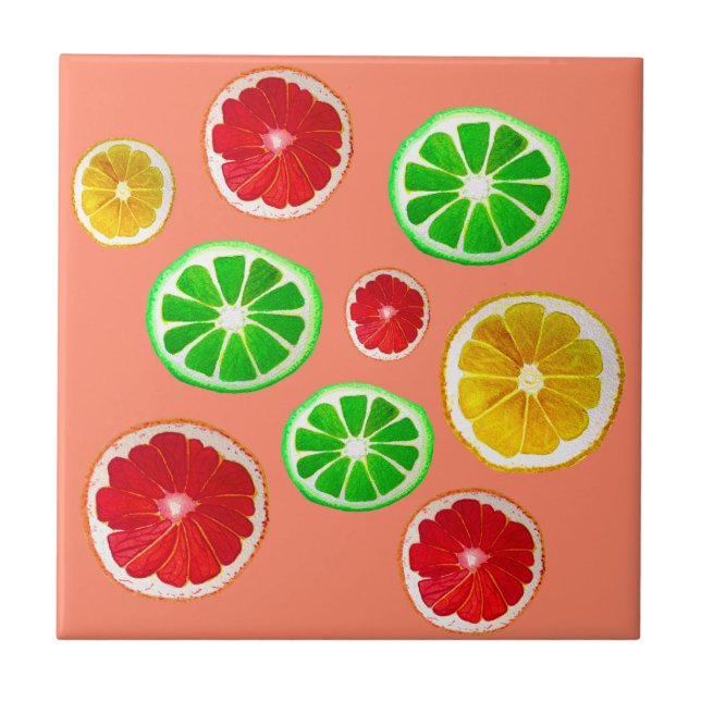 Azulejo Patrón de cítricos de fruta de juicy (Frente)
