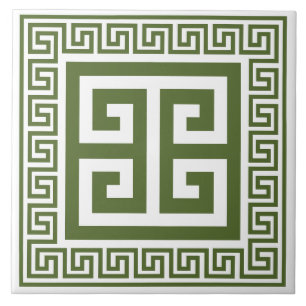 Azulejo Patrón de clave griega Tile de cerámica verde de o