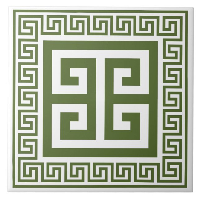 Azulejo Patrón de clave griega Tile de cerámica verde de o (Frente)