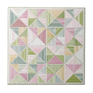Azulejo Patrón de Colcha Cottagecore Geométrico Pastel
