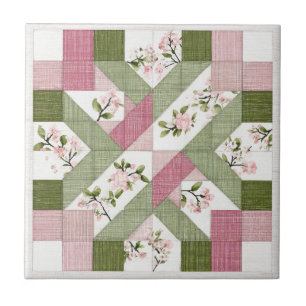 Azulejo Patrón de Colcha Floral Geométrico Cottagecore Pas
