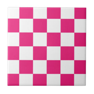 Azulejo patrón de comprobación blanco rosa fresco con bald