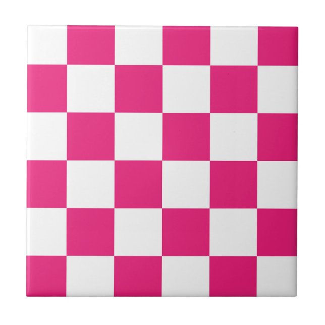Azulejo patrón de comprobación blanco rosa fresco con bald (Frente)