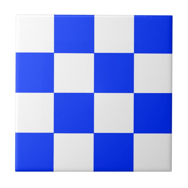 Azulejo Patrón de comprobación de blanco azul (Frente)